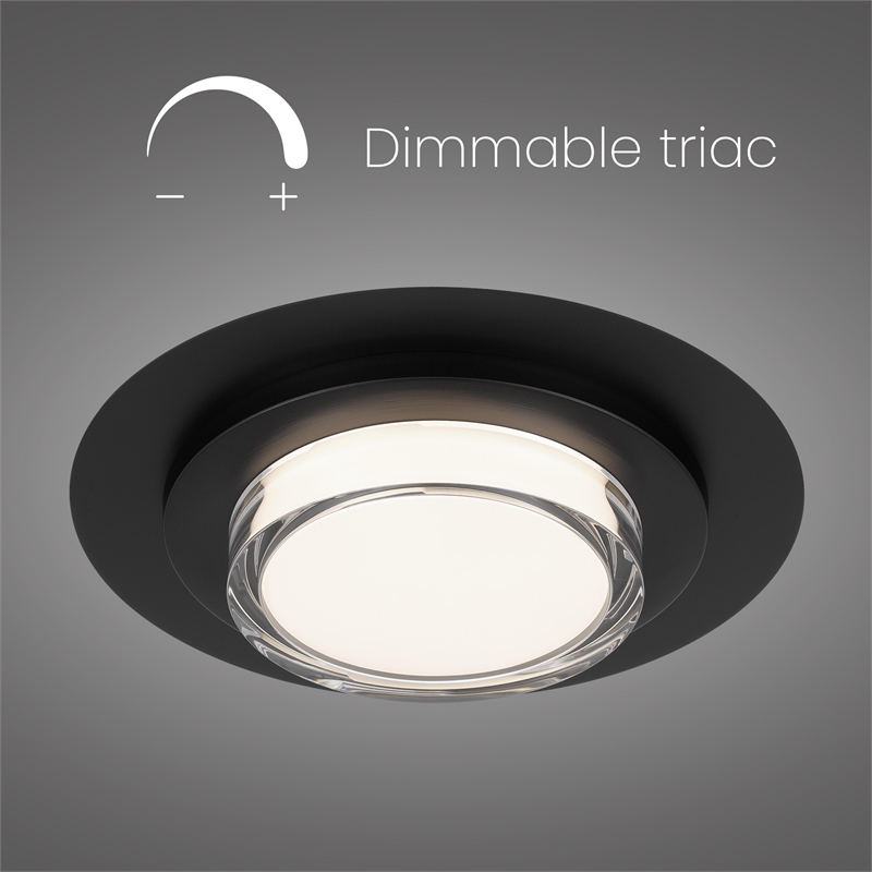 Bowery Hill Round 16-inch Stainless Steel LED Outdoor Flush Mount in Black