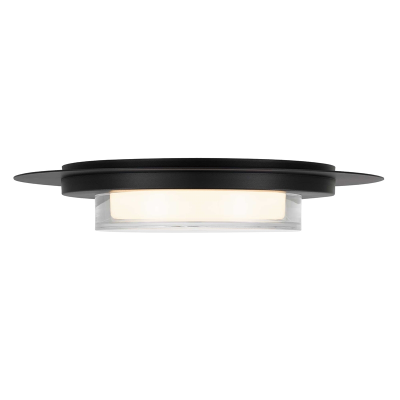 Bowery Hill Round 16-inch Stainless Steel LED Outdoor Flush Mount in Black