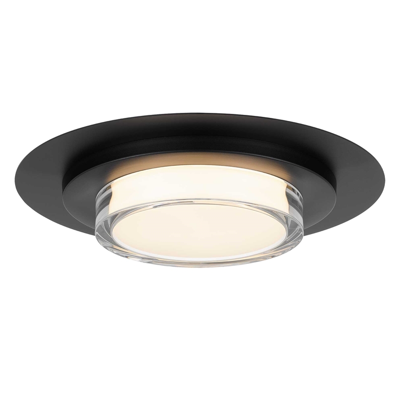Bowery Hill Round 16-inch Stainless Steel LED Outdoor Flush Mount in Black