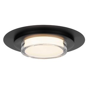 Bowery Hill Round 16-inch Stainless Steel LED Outdoor Flush Mount in Black