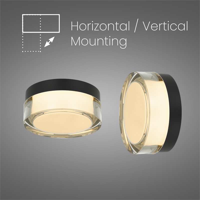 Bowery Hill Modern 6-inch LED Stainless Steel Outdoor Flush Mount in Black