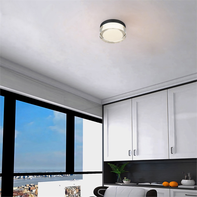 Bowery Hill Modern 6-inch LED Stainless Steel Outdoor Flush Mount in Black
