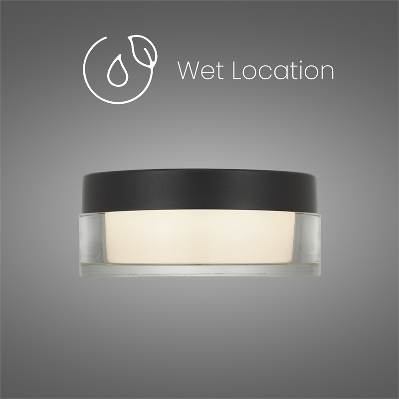 Bowery Hill Modern 6-inch LED Stainless Steel Outdoor Flush Mount in Black