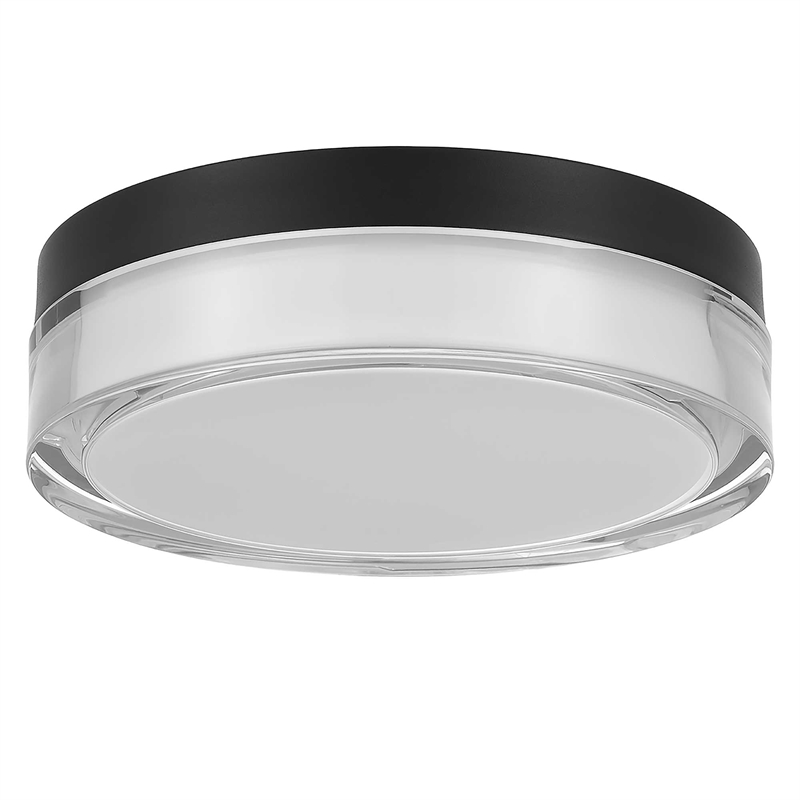 Bowery Hill Modern Stainless Steel 9-inch LED Outdoor Flush Mount in Black