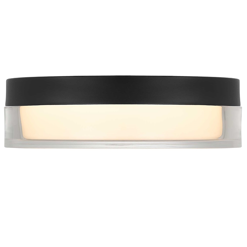 Bowery Hill Modern Stainless Steel 9-inch LED Outdoor Flush Mount in Black