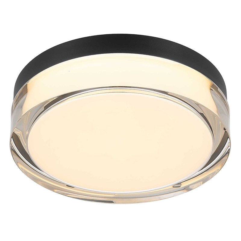 Bowery Hill Modern Stainless Steel 9-inch LED Outdoor Flush Mount in Black