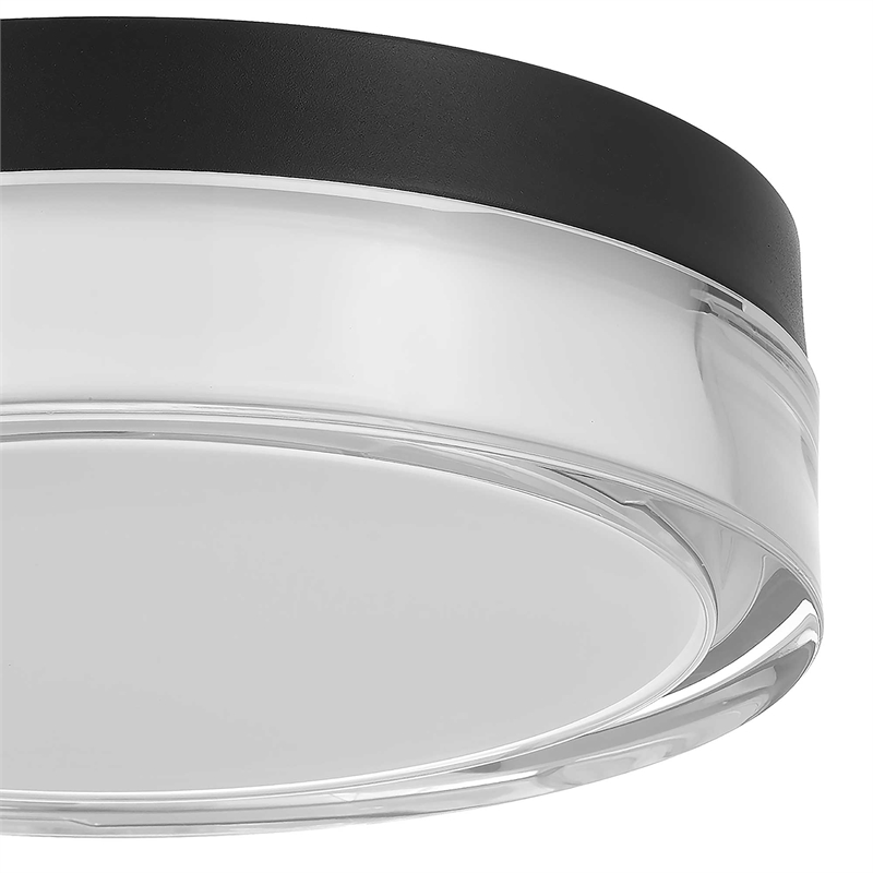 Bowery Hill Modern Stainless Steel 9-inch LED Outdoor Flush Mount in Black