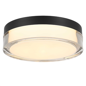 Bowery Hill Modern Stainless Steel 9-inch LED Outdoor Flush Mount in Black