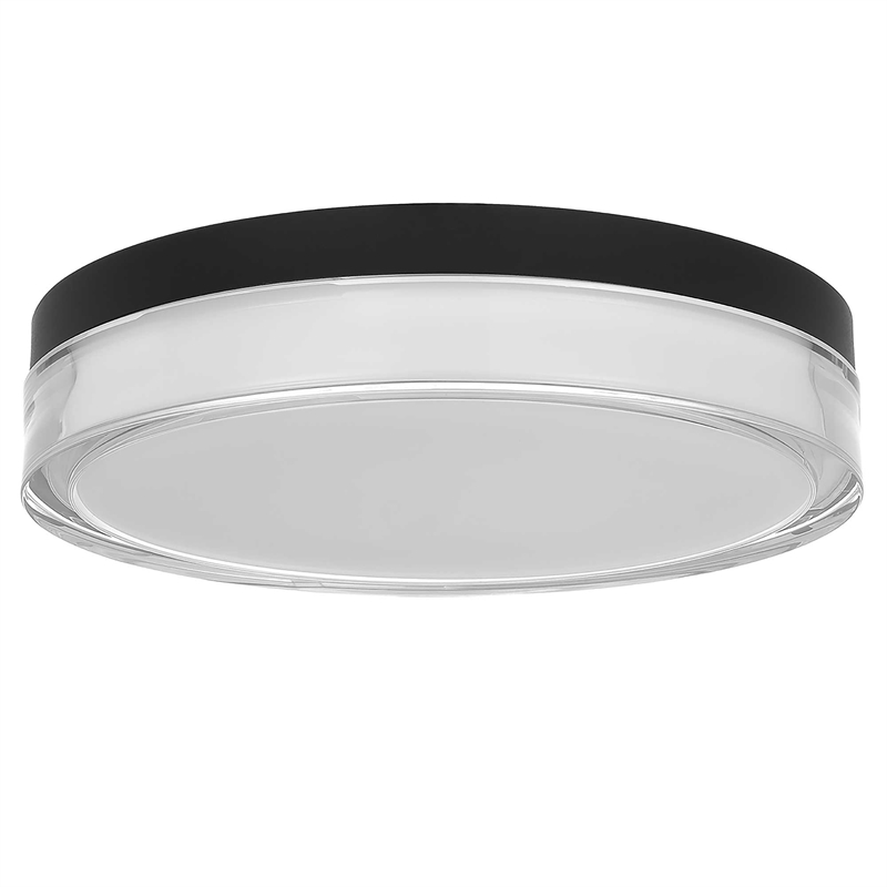 Bowery Hill Modern Stainless Steel 12-inch LED Outdoor Flush Mount in Black