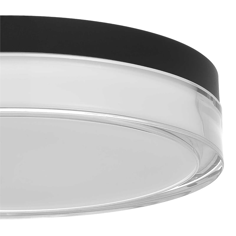 Bowery Hill Modern Stainless Steel 12-inch LED Outdoor Flush Mount in Black