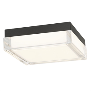 Bowery Hill Modern Stainless Steel 8-inch LED Outdoor Flush Mount in Black