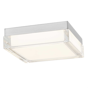 Bowery Hill Modern Stainless Steel 8-inch LED Outdoor Flush Mount in Silver