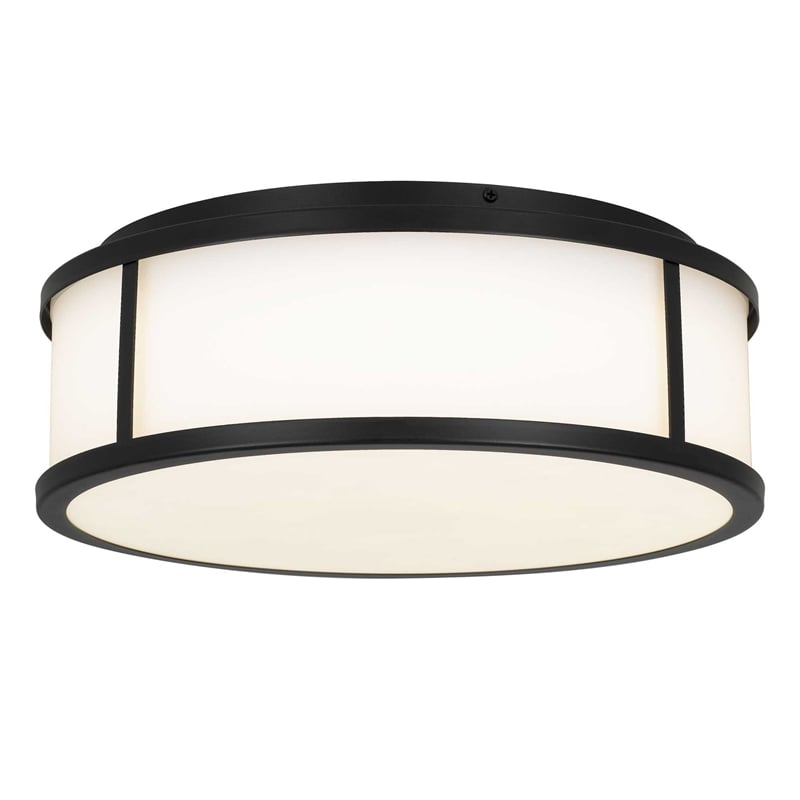 Bowery Hill Modern Stainless Steel 14-inch LED Outdoor Flush Mount in Black