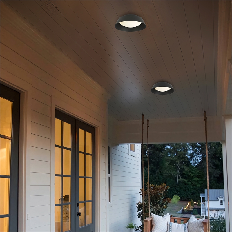 Bowery Hill Modern Aluminum Black 11-inch LED Outdoor Flush Mount