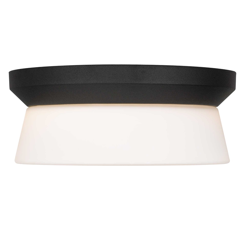 Bowery Hill Modern Aluminum 11-inch LED Outdoor Flush Mount in Black