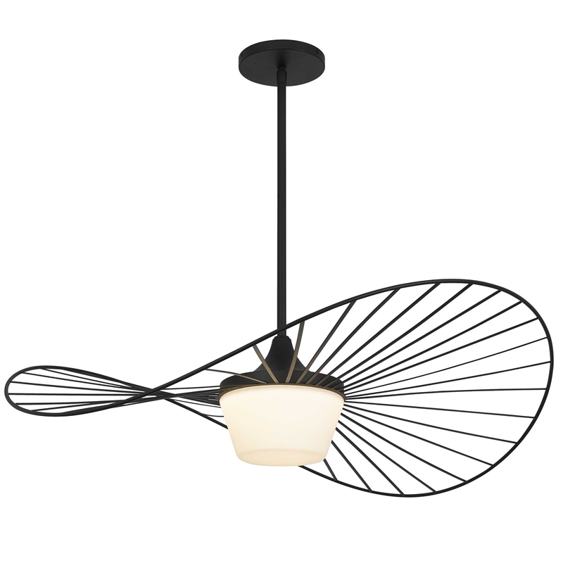 Bowery Hill Modern 34-inch LED Outdoor Steel Pendant in Black