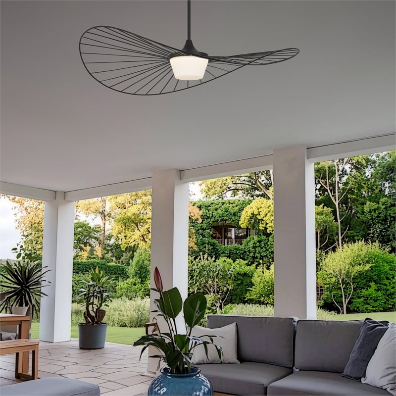 Bowery Hill Modern 44-inch LED Outdoor Steel Pendant in Black