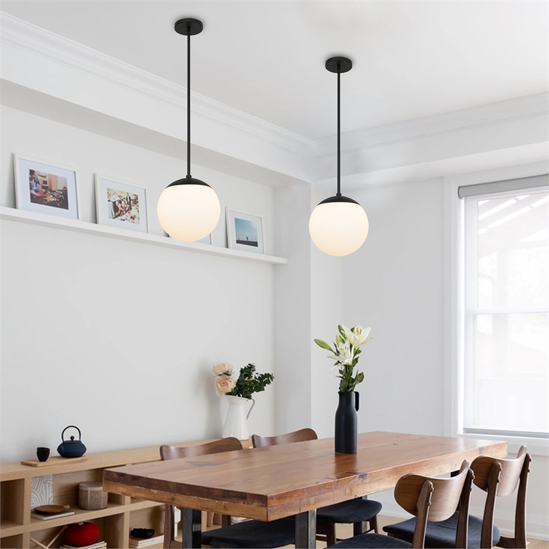 Bowery Hill Modern Aluminum 10-inch LED Outdoor Pendant in Black