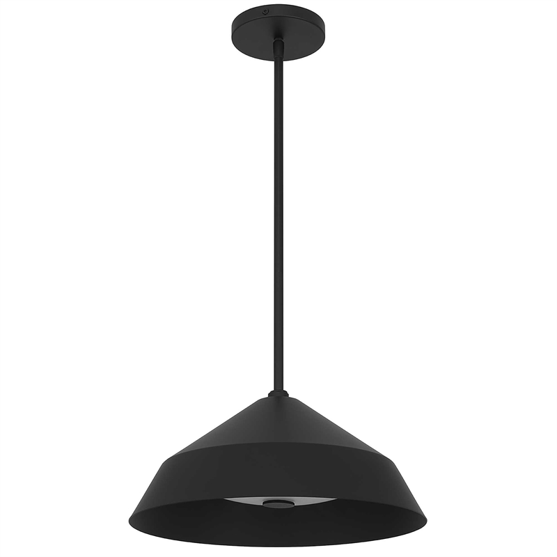 Bowery Hill Modern Aluminum 14-inch LED Outdoor Pendant in Black
