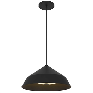 Bowery Hill Modern Aluminum 14-inch LED Outdoor Pendant in Black