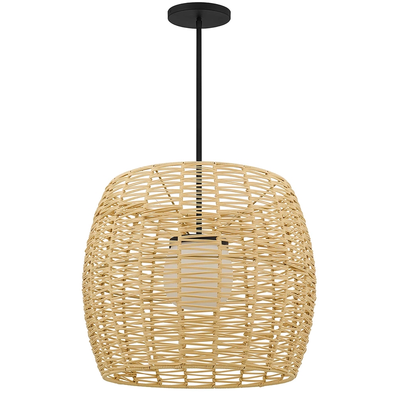 Bowery Hill Modern Aluminum 24-inch LED Outdoor Pendant in Black