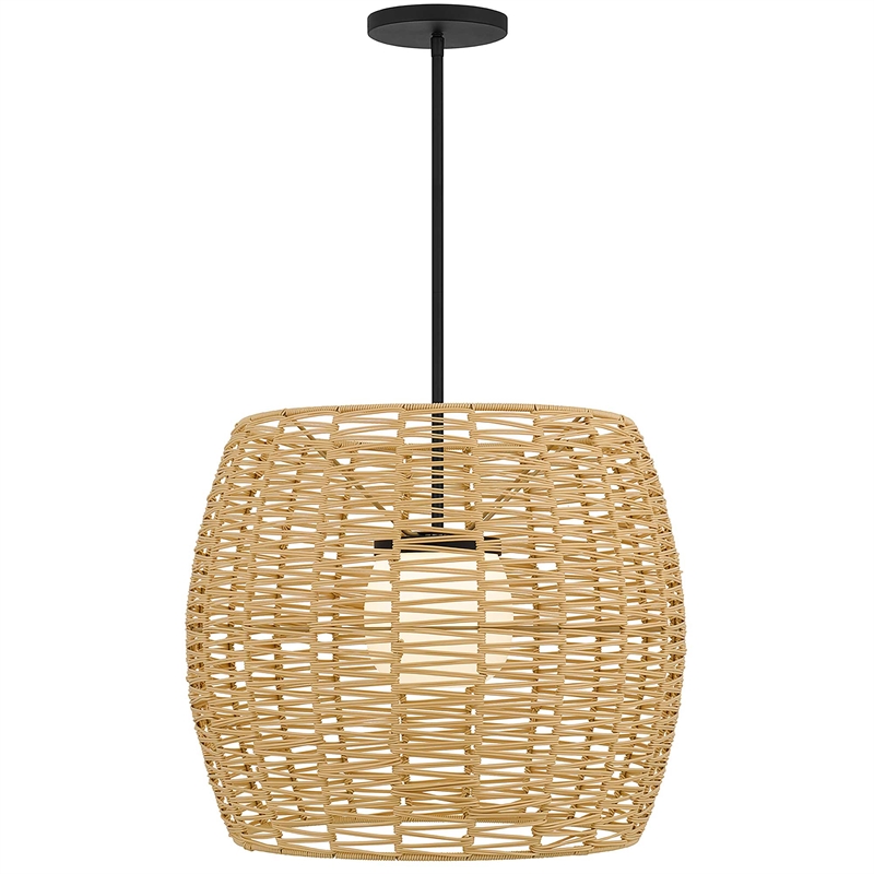 Bowery Hill Modern Aluminum 24-inch LED Outdoor Pendant in Black