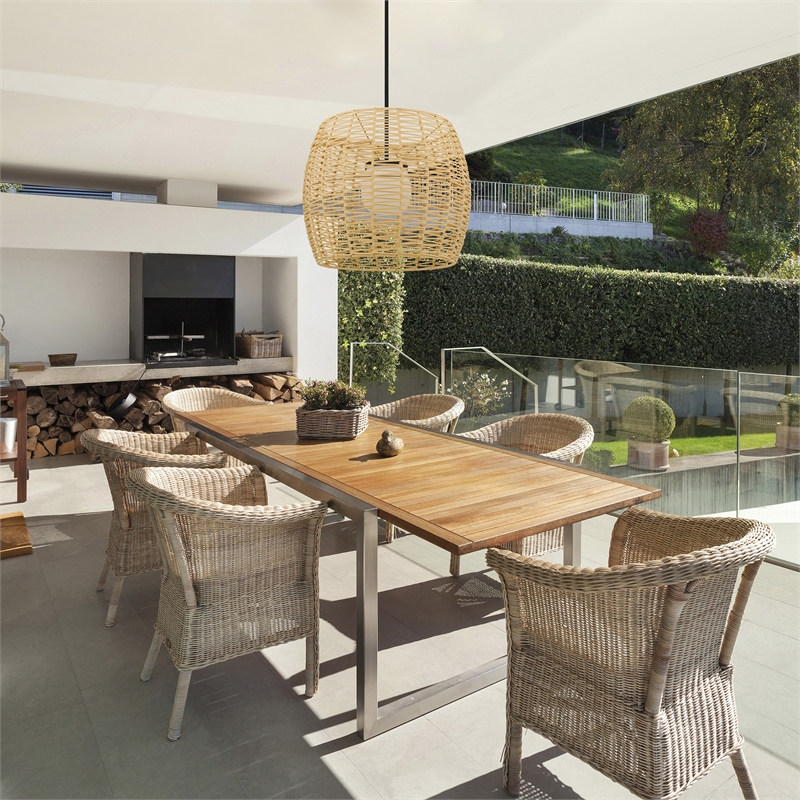 Bowery Hill Modern Aluminum 24-inch LED Outdoor Pendant in Black