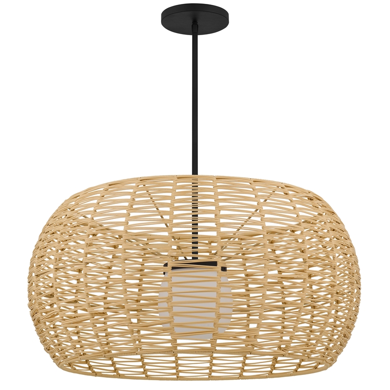 Bowery Hill Modern Aluminum 32-inch LED Outdoor Pendant in Black