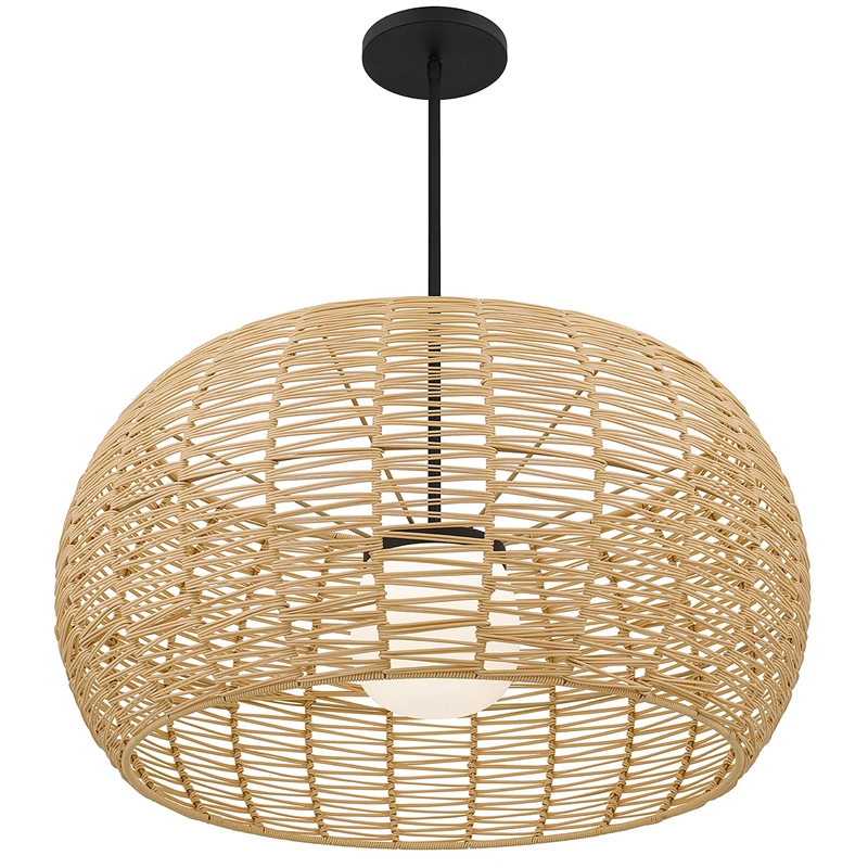 Bowery Hill Modern Aluminum 32-inch LED Outdoor Pendant in Black