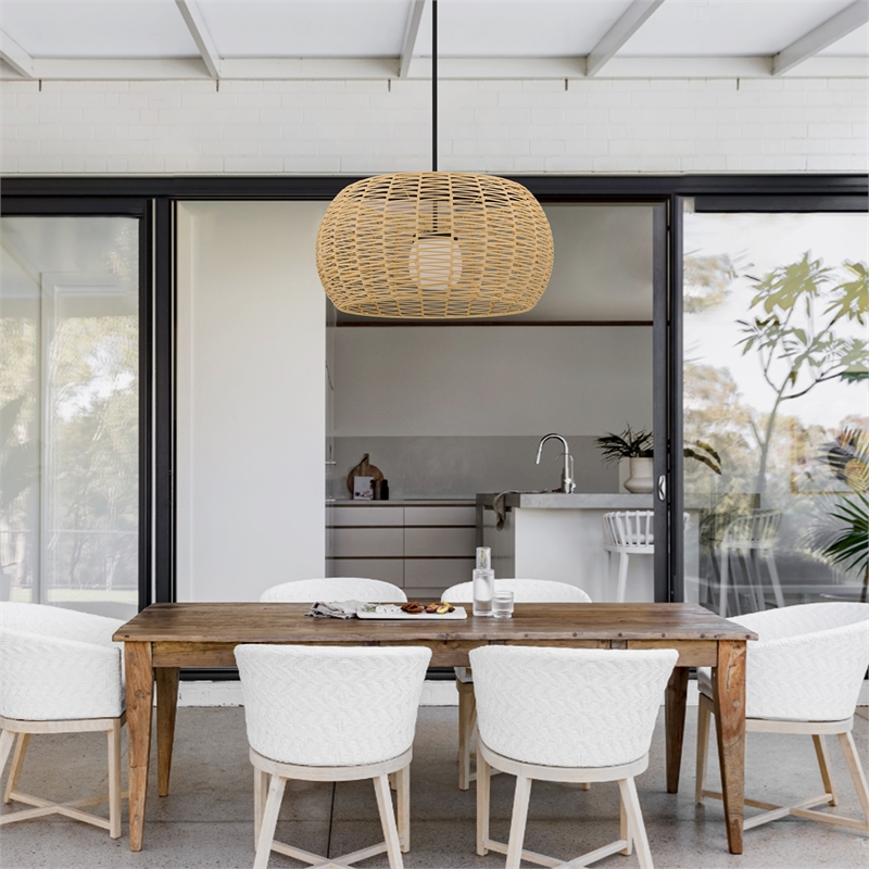 Bowery Hill Modern Aluminum 32-inch LED Outdoor Pendant in Black