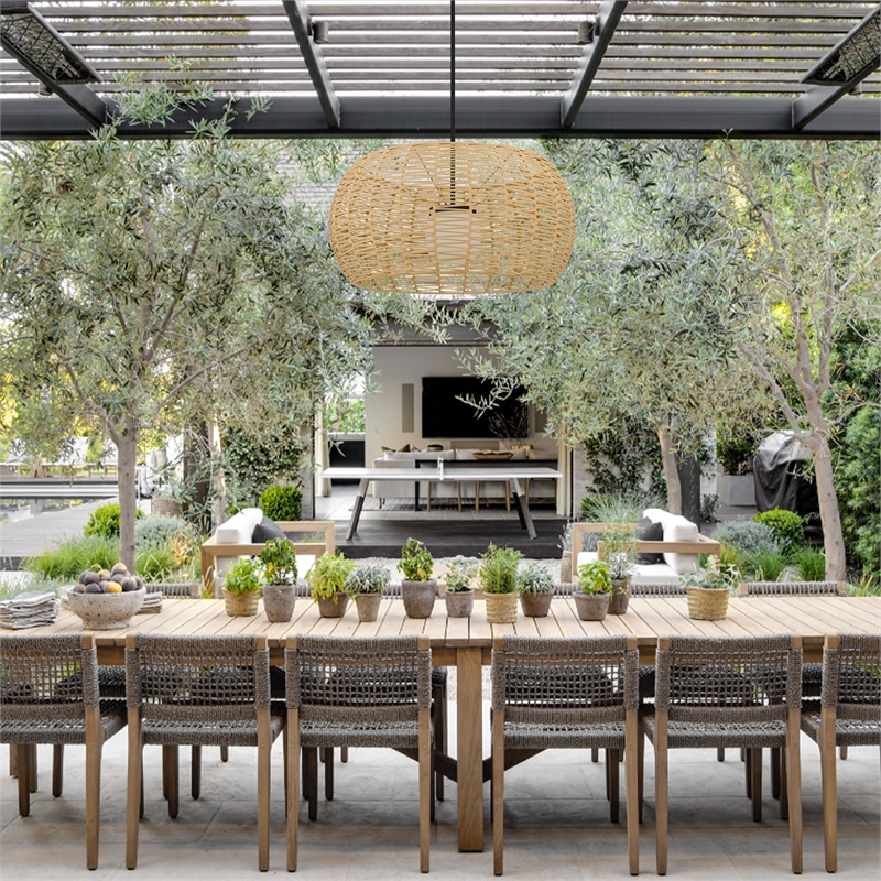 Bowery Hill Modern Aluminum 32-inch LED Outdoor Pendant in Black