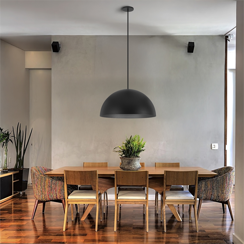 Bowery Hill Modern Aluminum Half 32-inch LED Outdoor Pendant in Black