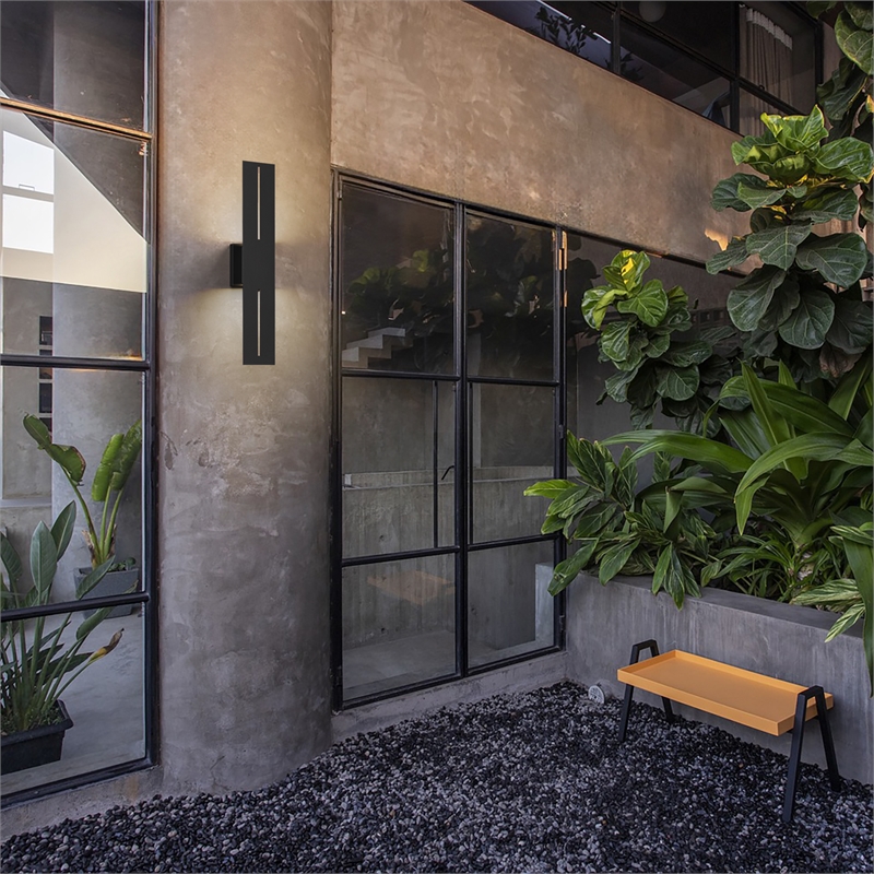Bowery Hill Modern Aluminum Black 24-inch LED Outdoor Wall Light