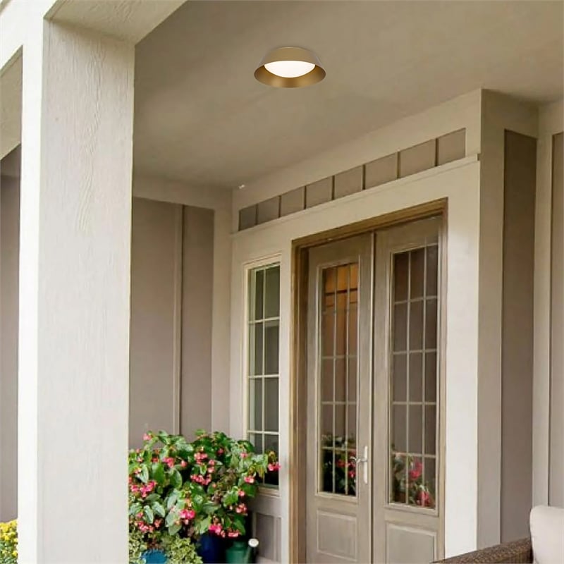 Bowery Hill Modern Aluminum Brass 11-inch LED Outdoor Flush Mount
