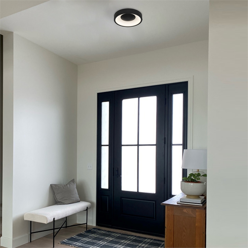 Bowery Hill Modern Aluminum Black 11-inch LED Outdoor Flush Mount