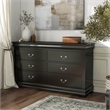 Bowery Hill Transitional Solid Wood 6-Drawer Dresser in Black