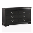 Bowery Hill Transitional Solid Wood 6-Drawer Dresser in Black