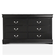 Bowery Hill Transitional Solid Wood 6-Drawer Dresser in Black