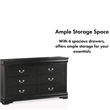Bowery Hill Transitional Solid Wood 6-Drawer Dresser in Black