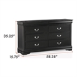 Bowery Hill Transitional Solid Wood 6-Drawer Dresser in Black