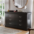 Bowery Hill Transitional Solid Wood 6-Drawer Dresser in Black