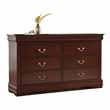 Bowery Hill Transitional Solid Wood 6-Drawer Dresser in Cherry