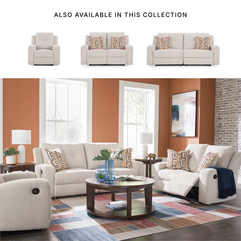 Bowery Hill 3-Piece Beige Polyester Upholstered Reclining Sofa Set