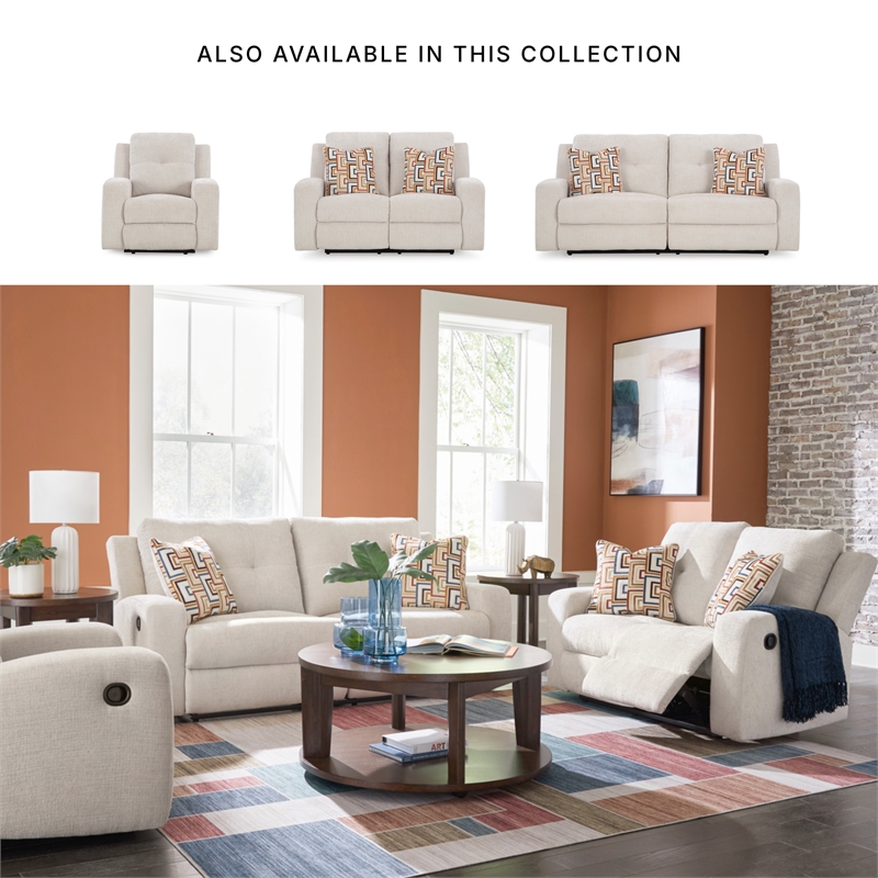 Bowery Hill 3-Piece Beige Polyester Upholstered Reclining Sofa Set