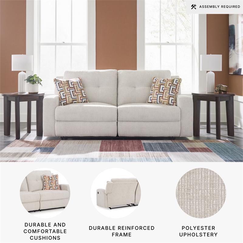 Bowery Hill 3-Piece Beige Polyester Upholstered Reclining Sofa Set