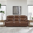 Bowery Hill Reclining Sofa Set with Power Features in Brown Leather Upholstered