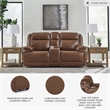 Bowery Hill Reclining Sofa Set with Power Features in Brown Leather Upholstered