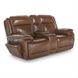 Bowery Hill Reclining Sofa Set with Power Features in Brown Leather Upholstered
