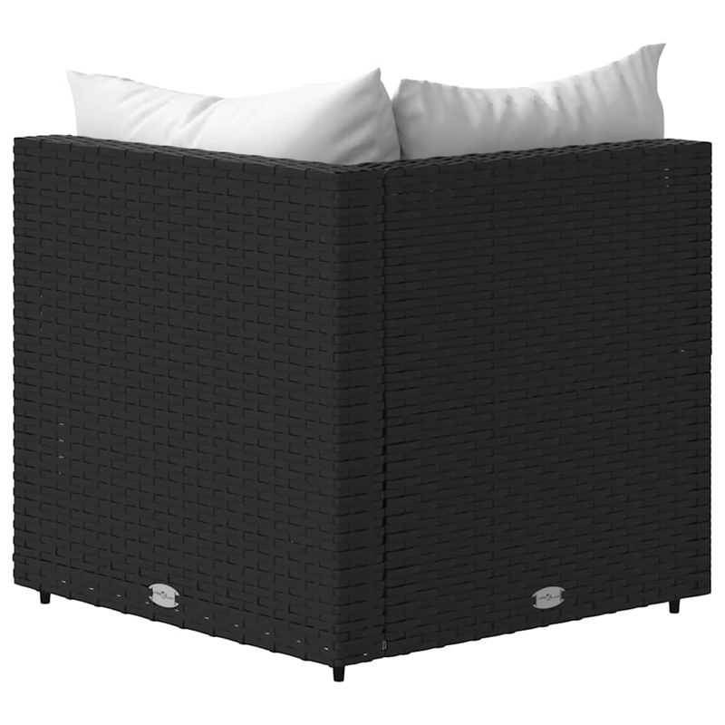 Bowery Hill PE Rattan Standard Modular Patio Corner Sofa in Black