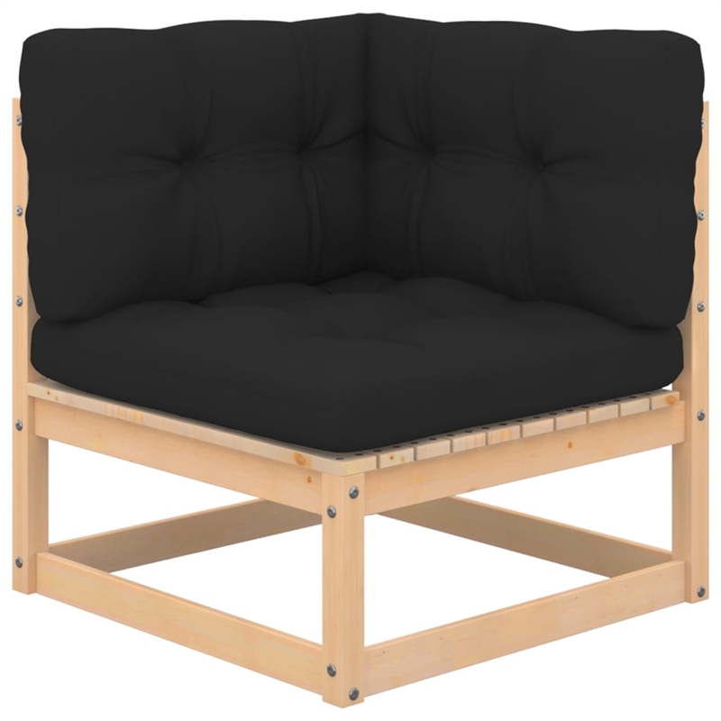 Bowery Hill Solid PineWood Medium Modular Corner Sofa in Anthracite